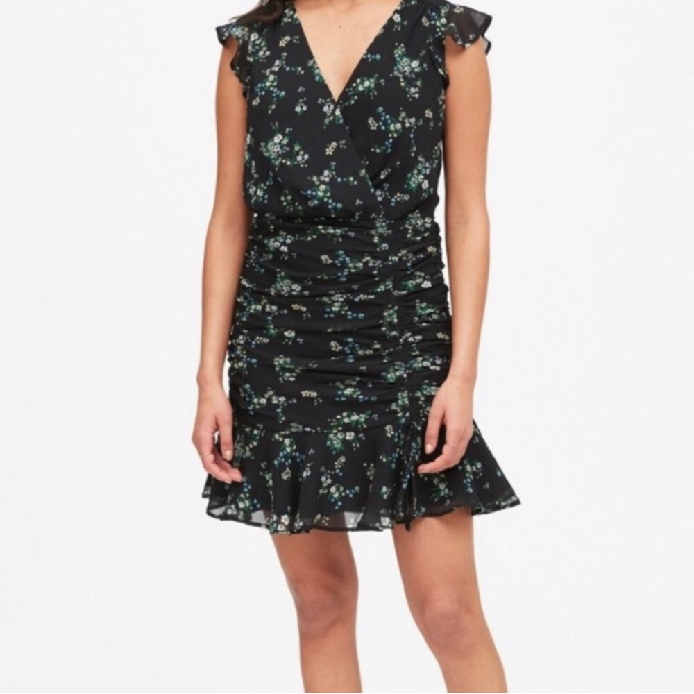 Banana Republic Floral Print Ruched Dress